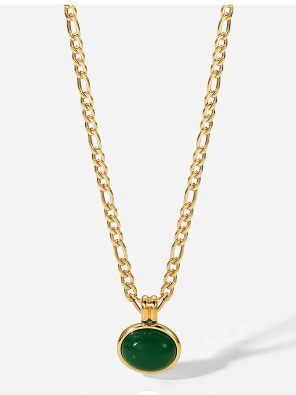 Gold Chain Necklace with green adventurine Pendant